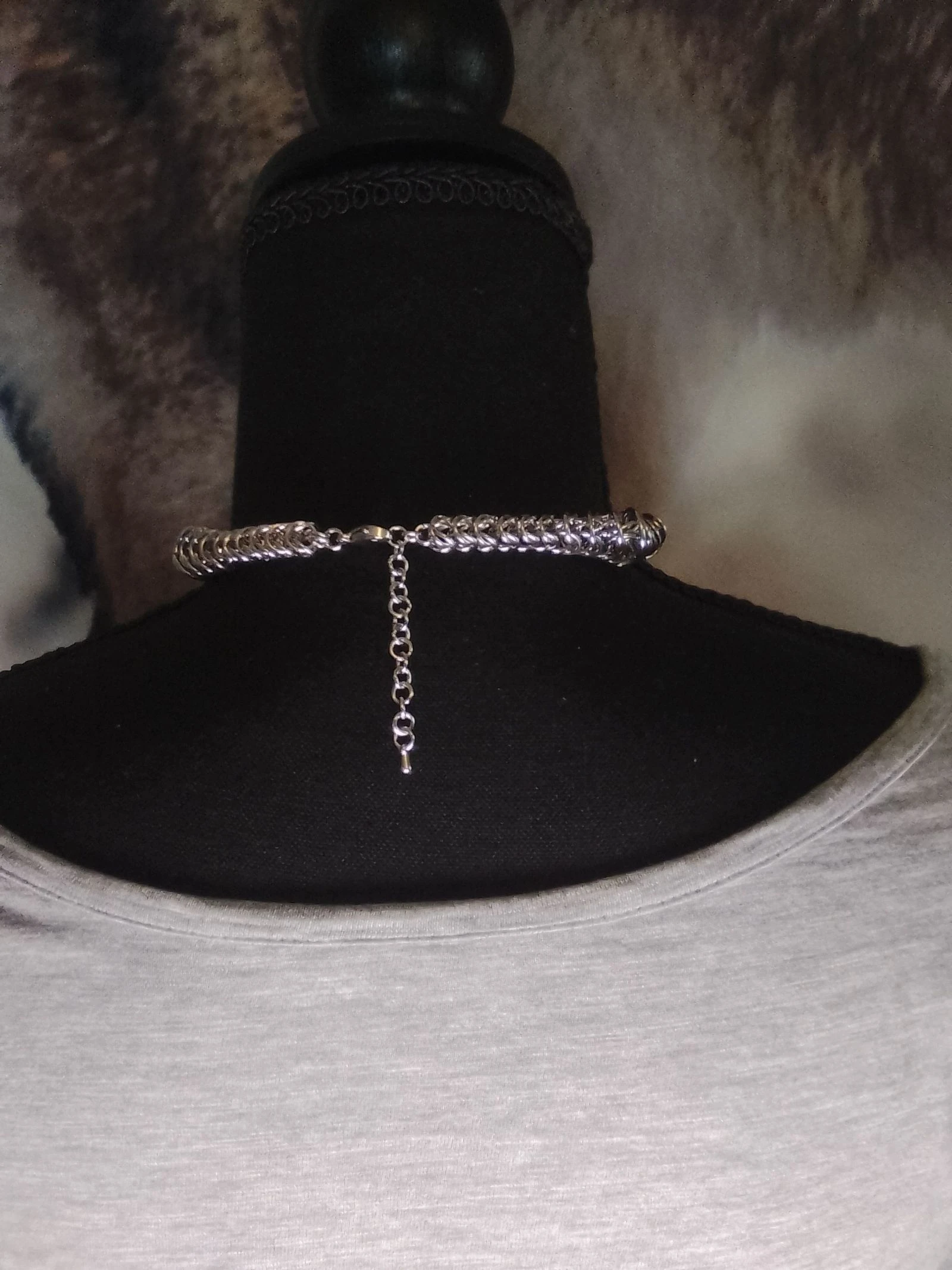Colar choker unissex chainmail bizantino 6 desenhos decrescentes – photo 3